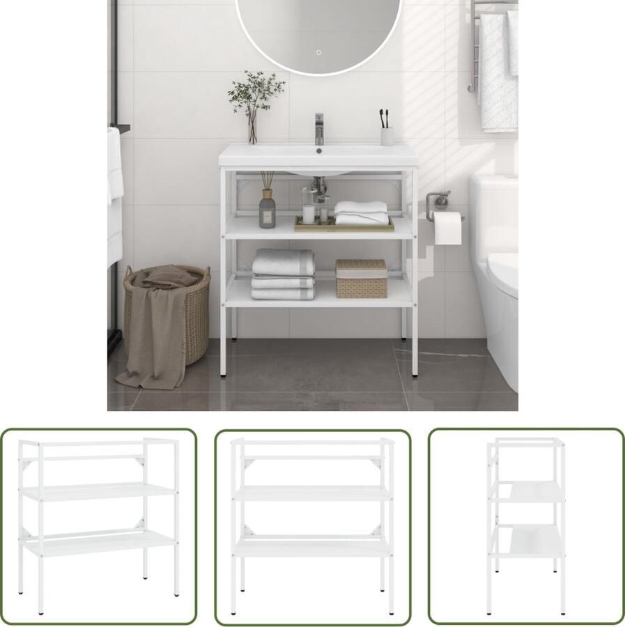 VidaXL Badkamerkast Wastafelframe 79x38x83 cm ijzer wit Wastafelplank Ijzeren Waslijst Wit Meubel