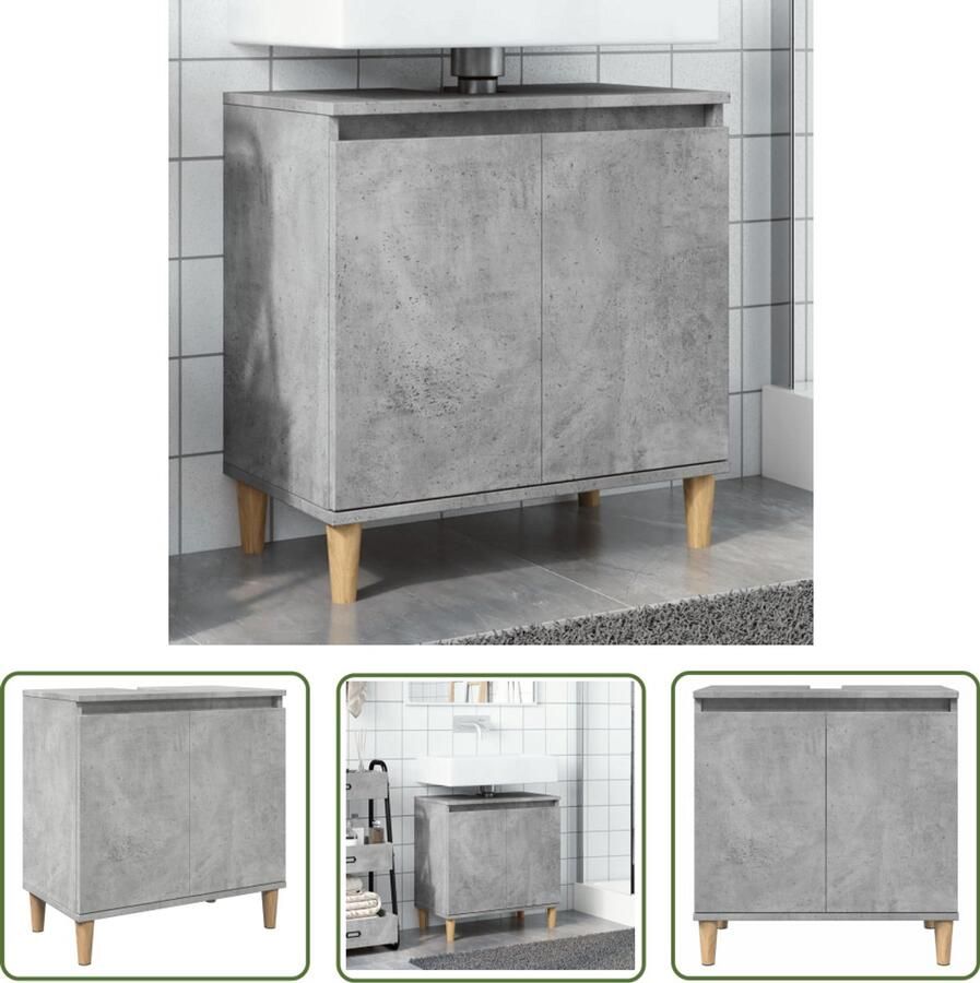 VidaXL Badkamerkast Wastafelkast 58x33x60 cm bewerkt hout betongrijs Bewerkt Hout Opbergruimte