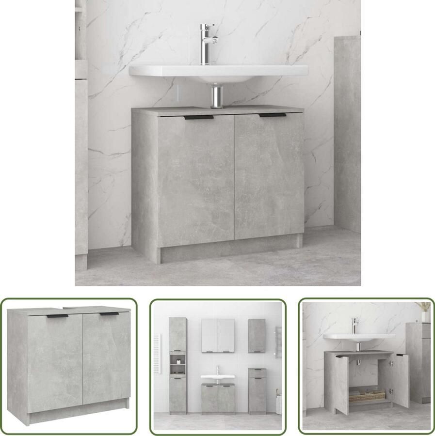 VidaXL Badkamermeubel Badkamerkast 64 5x33 5x59 cm bewerkt hout betongrijs Opslagoplossing Grijze Badkamerkast Houten Badkamerkast