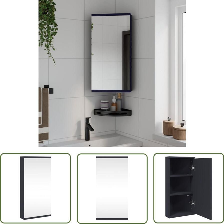 VidaXL Badkamermeubel Badkamerkast met spiegel 30x24x60 cm grijs Spiegelkast Greys Houten Kast