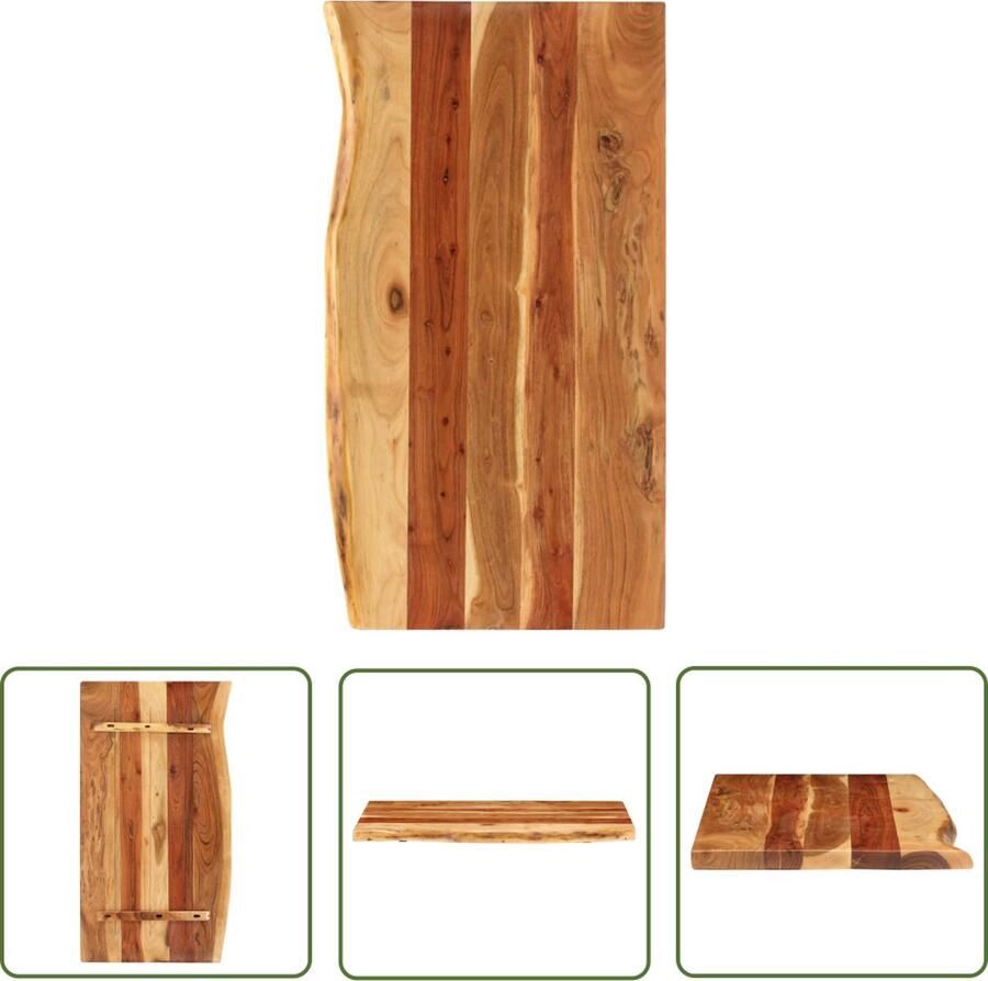 The Living Store Wastafelblad Acaciahout Massief 100 x 55 cm Rustiek Wastafelblad Badkamermeubel Acaciahout Rustic Landelijk - Foto 3