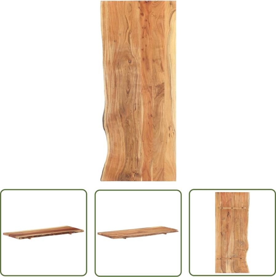 The Living Store Wastafelblad 140x52x3 8 cm massief acaciahout Wastafelblad Badkamermeubel Acaciahout Rustic Design - Foto 2