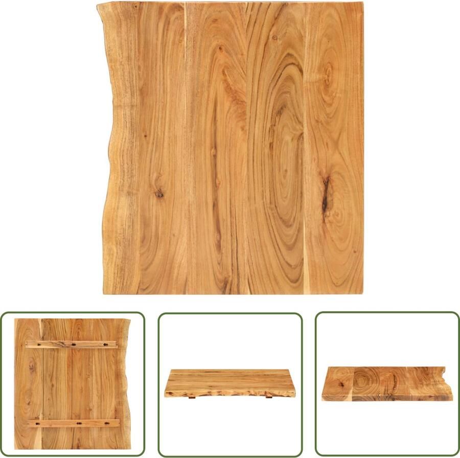 The Living Store Wastafelblad Massief Acaciahout 58 x 55 cm Natuurlijke Houten Rand Wastafelblad Badkamermeubel Acacia Hout Massief Hout Wastafeltop - Foto 2