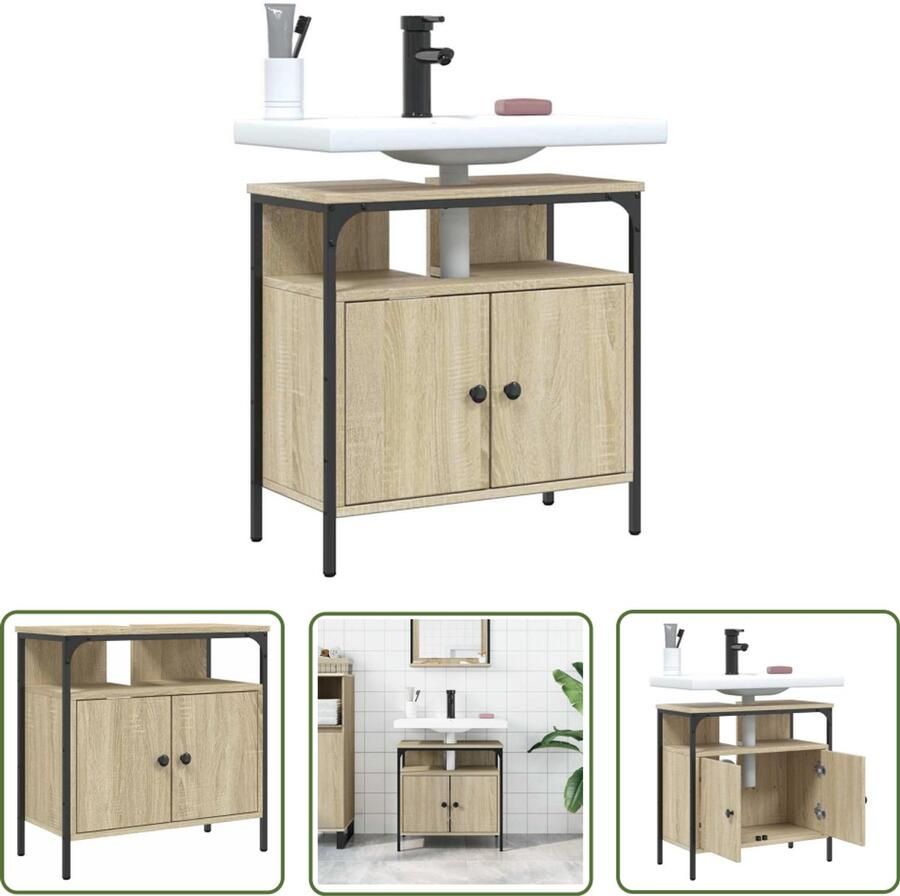 VidaXL Badkamermeubel Wastafelkast 60x30x60 cm bewerkt hout sonoma eikenkleurig Sonoma Eiken Houten Kast Bruine Kast