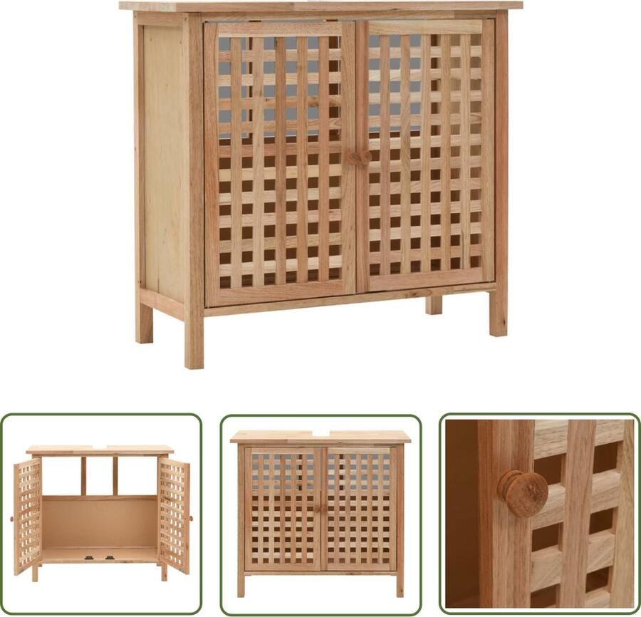 VidaXL Badkamermeubel Wastafelkast 66x29x61 cm massief walnotenhout Houten Kast Vintage Design