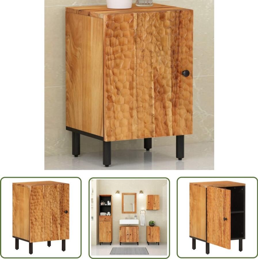 VidaXL Badkamermeubilair Badkamerkast 38x33x58 cm massief acaciahout Houten Kast Opbergkast
