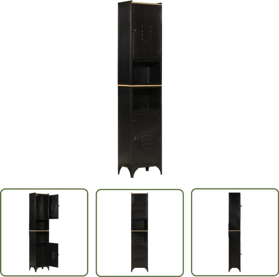 VidaXL Badkamermeubilair Badkamerkast 40x27x180 cm ijzer en massief mangohout Ijzeren Kast Opslagoplossing