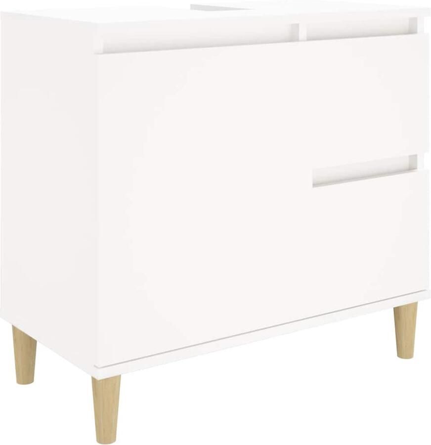 VidaXL Badkamermeubilair Badkamerkast 65x33x60 cm bewerkt hout wit Opbergkast Houten Kast Witte Kast