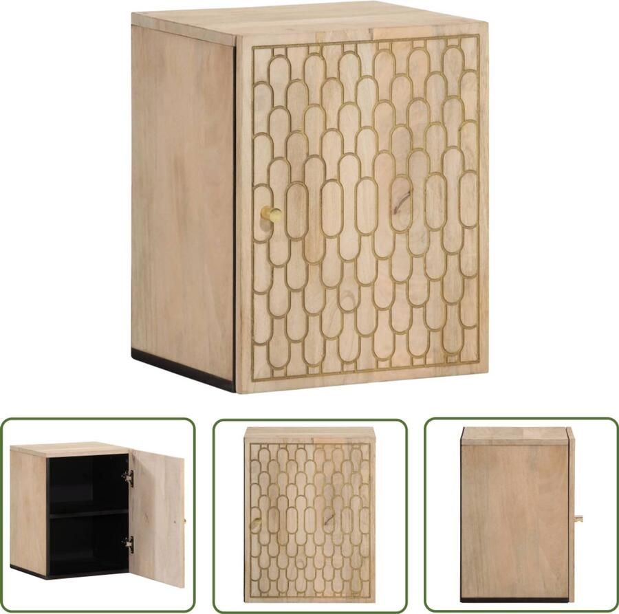 VidaXL Badkamermeubilair Badkamerkast Badkamerwandkast 38x33x48 cm massief mangohout Houten Kast Wandkast