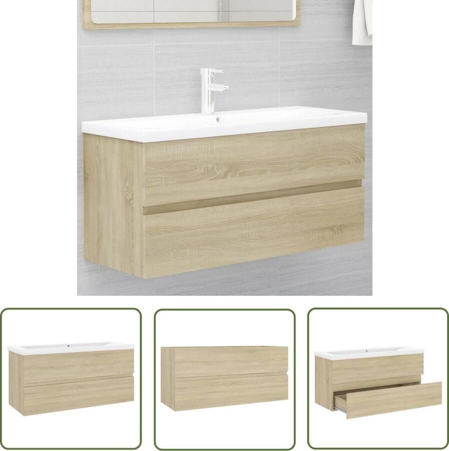 VidaXL Wastafelkast En Wastafel Wastafelkasten En Wastafels Wastafel Wastafels Wastafelkast met ingebouwde wastafel bewerkt hout sonoma eiken