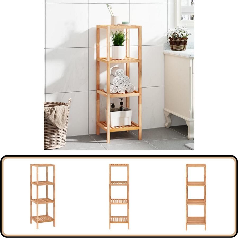 VidaXL Badkamerrek massief walnotenhout 36x36x112cm Badkamerkast Badkamerspiegel Badkamermeubels Houten Kast Walnotenhout