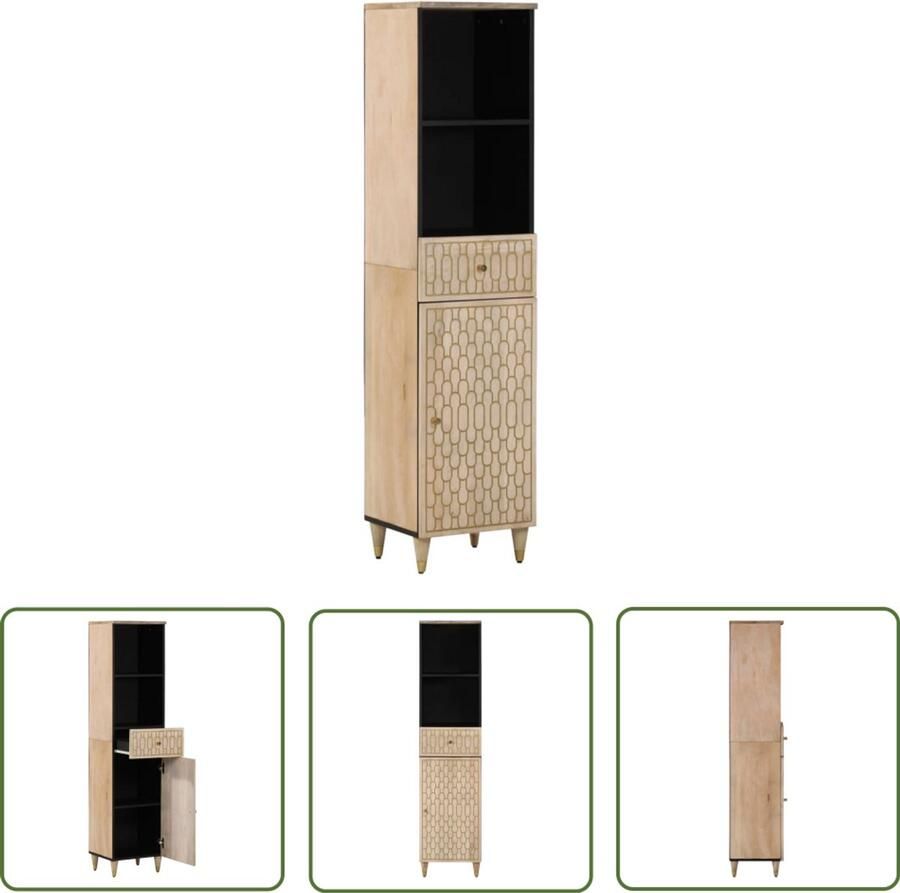 VidaXL Badkamerspiegel Badkamerkast 38x33x160 cm massief mangohout Opbergkast Mango Wood Vintage Design