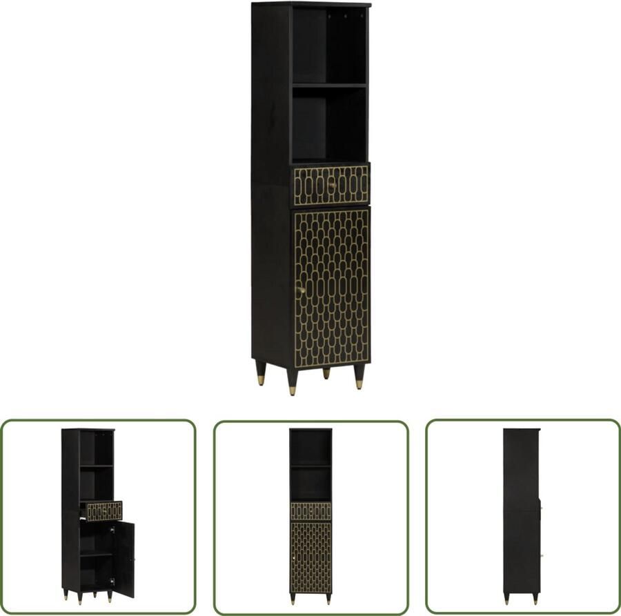 VidaXL Badkamerspiegel Badkamerkast 38x33x160 cm massief mangohout Opslagoplossing Houten Kast Mango Hout