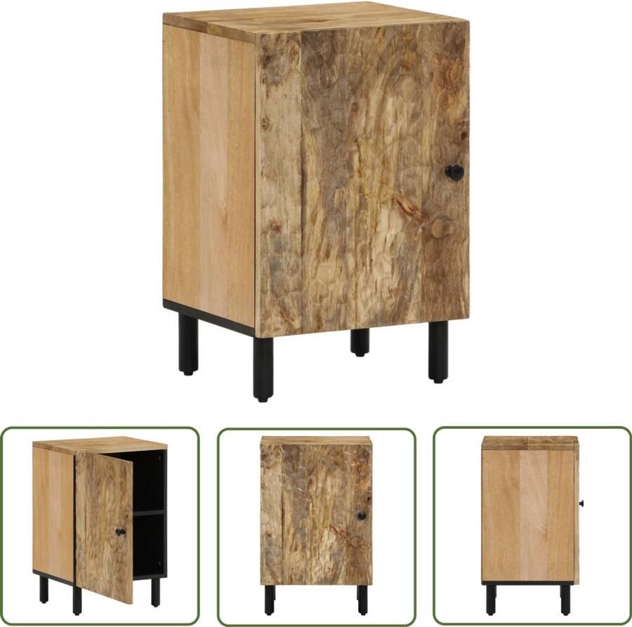 VidaXL Badkamerspiegel Badkamerkast 38x33x58 cm massief mangohout Houten Badkamerkast Mango Hout Badkameropbergruimte