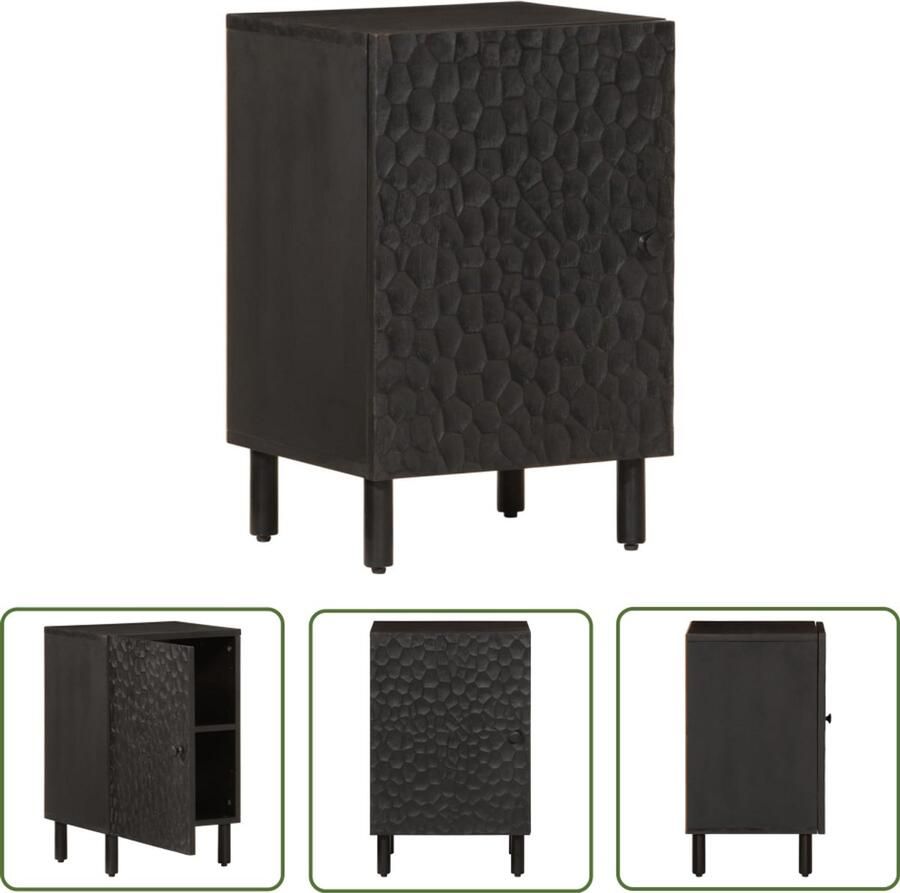 VidaXL Badkamerspiegel Badkamerkast 38x33x58 cm massief mangohout zwart Houten Badkamerkast Mangohout Zwarte Badkamerkast