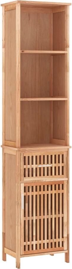 The Living Store Badkaast Massief walnotenhout 42 x 29 x 182 cm Veel opbergruimte Praktische deur Optimale ventilatie Badkamerkast Badkamerspiegel Houten Kast Opbergkast Walnoten Hout