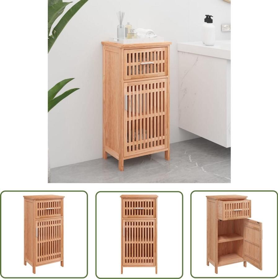 VidaXL Badkamerspiegel Badkamerkast 42x29x82 cm massief walnotenhout Houten Badkamermeubel Walnothouten Kast Badkameropslag