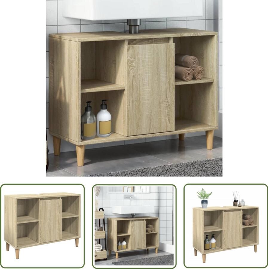 VidaXL Badkamerspiegel Badkamerkast 80x33x60 cm bewerkt hout sonoma eikenkleurig Opslagruimte Houten Kast Sonomane Eik