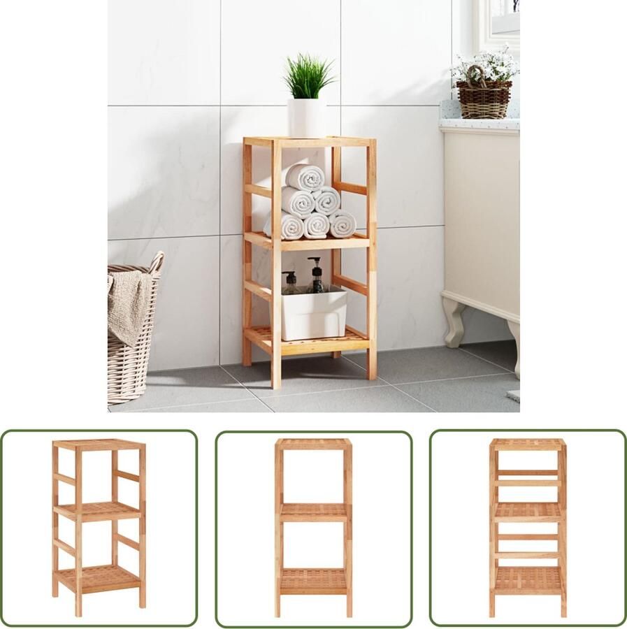 The Living Store Houten Badkamerrek Walnotenhout 35.5 x 35.5 x 79 cm Opbergruimte Goede ventilatie Badkamerkast Badkamerspiegel Walnothout Kast Hout Badkamer Opslagruimte Badkamer - Foto 2