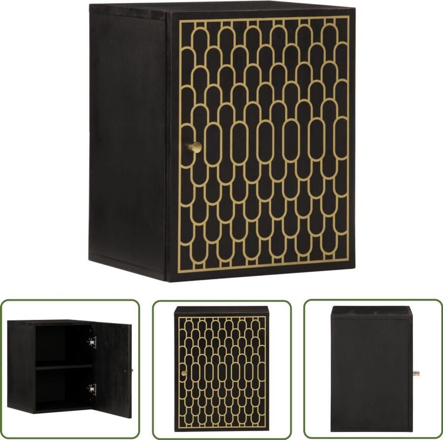 VidaXL Badkamerspiegel Badkamerkast Badkamerwandkast 38x33x48 cm massief mangohout Badkamermeubilair Mangohout Houten Kast