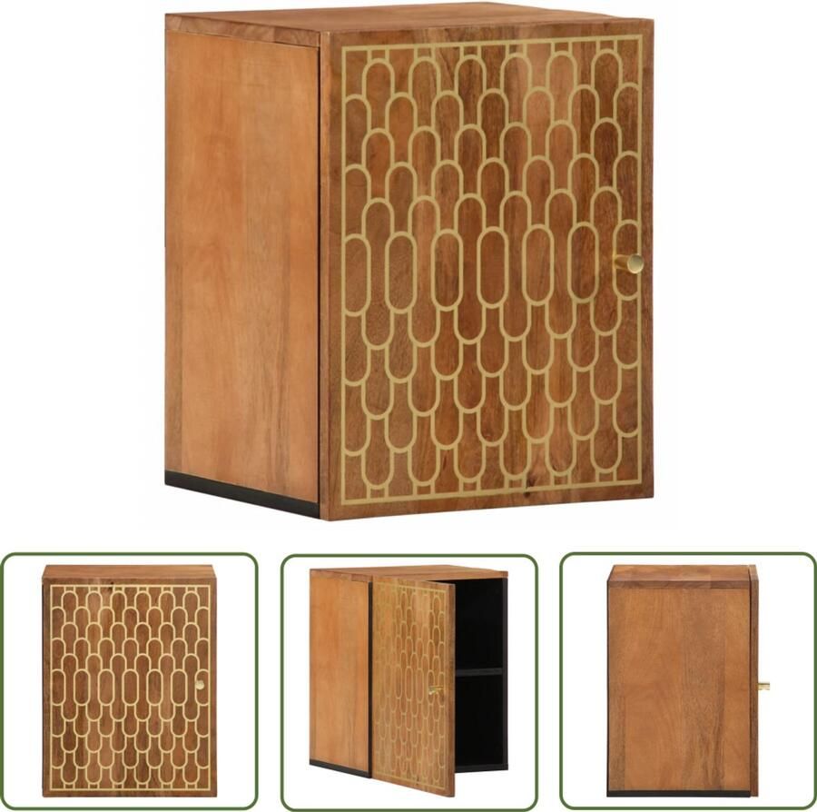 VidaXL Badkamerspiegel Badkamerkast Badkamerwandkast 38x33x48 cm massief mangohout Houten Kast Mangohout Vintage Kast