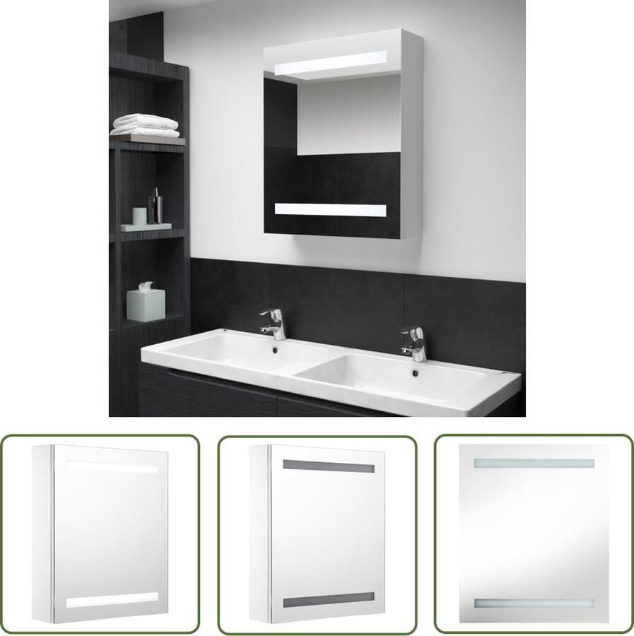 VidaXL Badkamerspiegel Badkamerkast met spiegel en LED 50x13 5x60 cm Led Verlichting Mdf Kast Badkamermeubilair