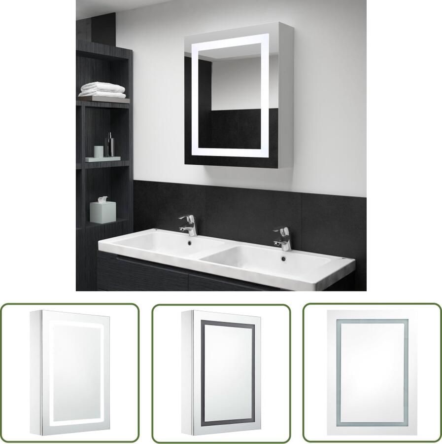 VidaXL Badkamerspiegel Badkamerkast met spiegel en LED 50x13x70 cm Led Spiegel Badkamermeubilair Witte Badkamerkast