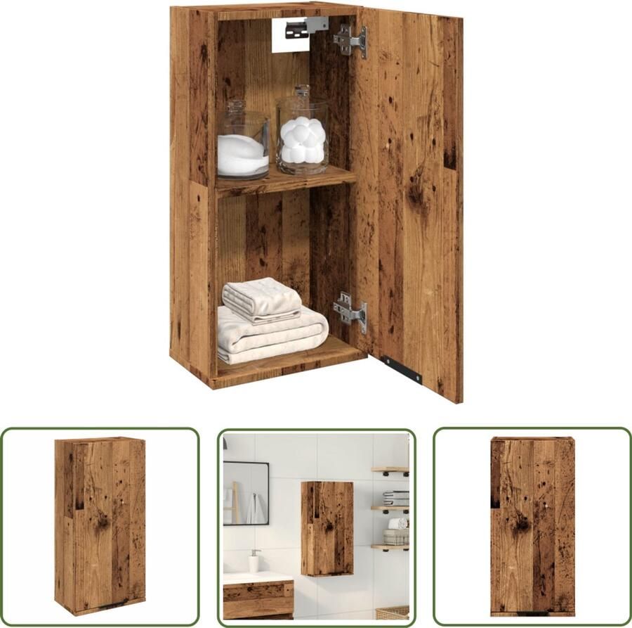VidaXL Badkamerspiegel Badkamerkast wandgemonteerd 32x20x67 cm artisanaal eikenkleur Opslagruimte Houten Kast Wandmontage