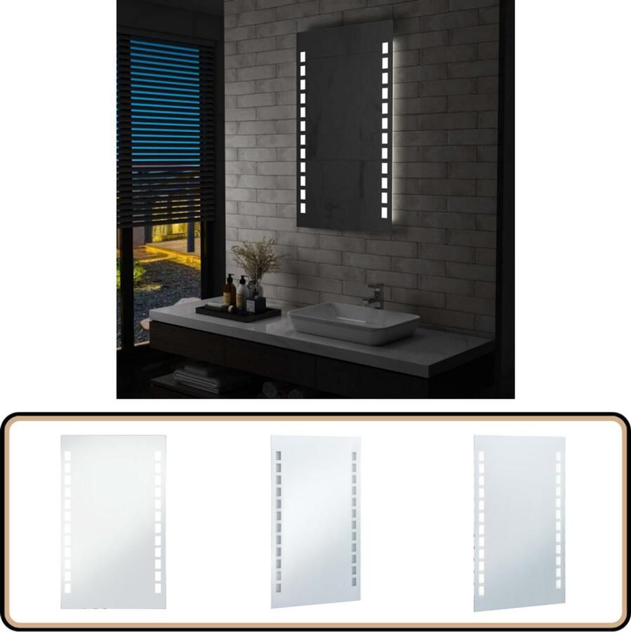 VidaXL Badkamerspiegel LED 60x100 cm Zilver LED Badkamerspiegel Badkamermeubel Spiegels Wandspiegel Led Spiegel Makeup Spiegel Argint