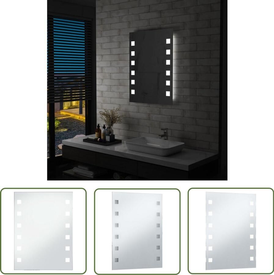 VidaXL Badkamerspiegel LED 60x80 cm Zilver LED Badkamerspiegel Badkamermeubel Spiegels Led Verlichting Make-up Spiegel Wandspiegel