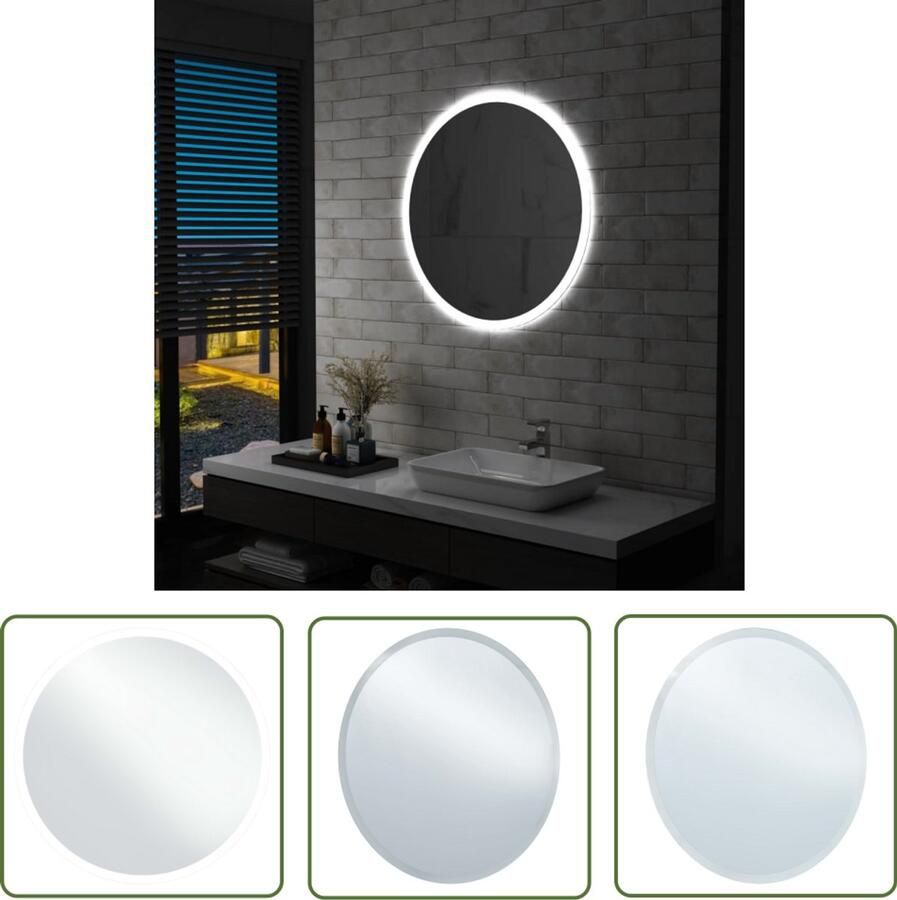 VidaXL Badkamerspiegel LED Ronde Spiegel 80 cm IP44 LED Badkamerspiegel Badkamermeubel Spiegels Wandspiegel Makeup Spiegel Makeupspiegel Led Verlichting Ip44 Zilver Aluminium 80 Cm