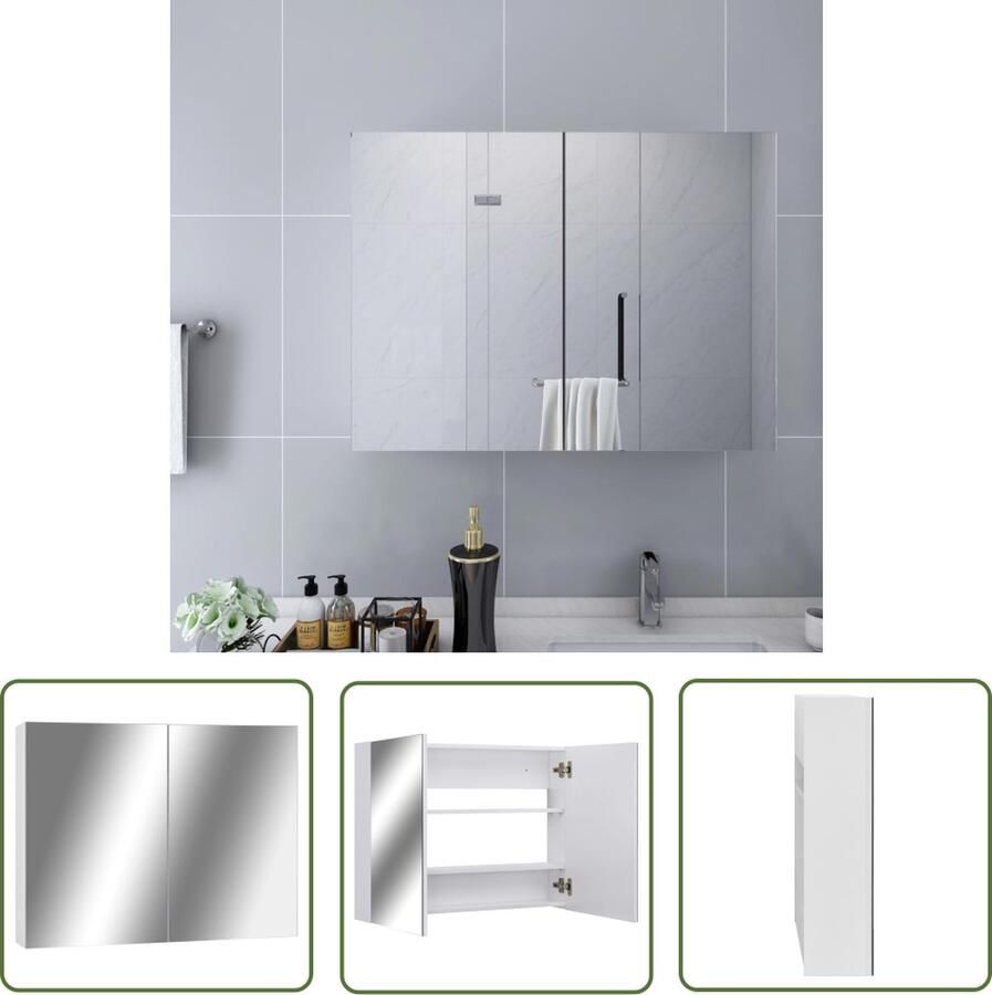 VidaXL Badkamervloer Spiegel Badkamermeubel Badkamerspiegelkast 80x15x60 cm MDF wit Spiegeltje Badkamer Witte Badkameraccessoires Mdf Badkamerkast