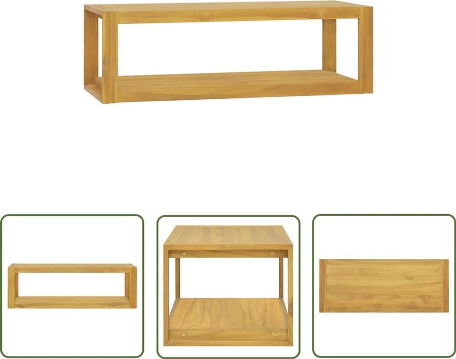 VidaXL Badkamerwandkast Massief Teakhout 110x45x35cm Badkamerkast Teakwood Badkamermeubilair Wandmontage Opbergruimte Doucheaccessoire