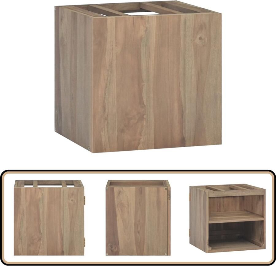VidaXL Badkamerwandkast Massief Teakhout 46x25 5x40 cm Badkamerkast Wandkast Teakwood Badkamerspiegel Opslagoplossing