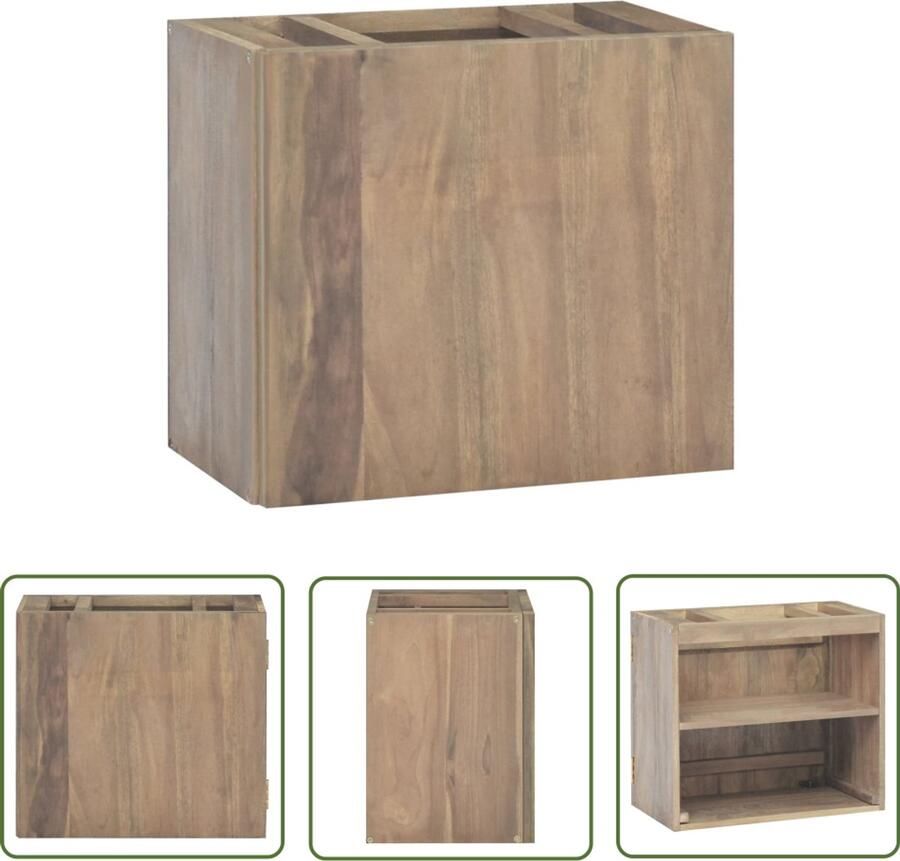VidaXL Badkamerwandkast van massief teakhout Badkamerkast Teakwood Wandmontage Badkamermeubilair Opslagoplossing Badkameraccessoires