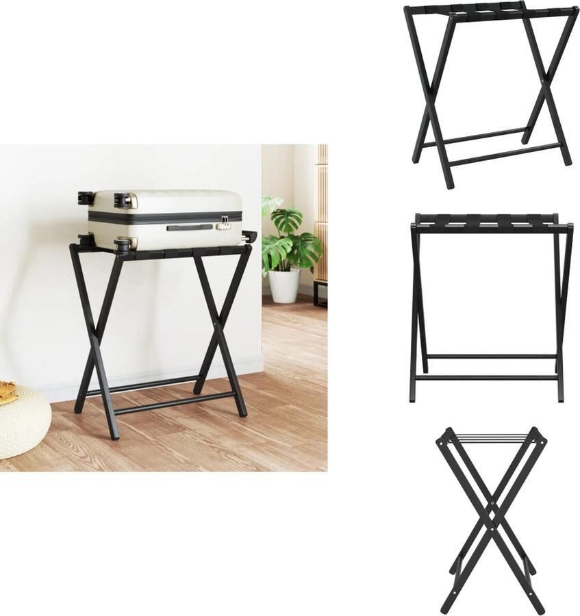 VidaXL Bagagerek Bagagerekken Kofferrek Koffer Rek Bagagerek 68 5x38x58 cm bamboe zwart