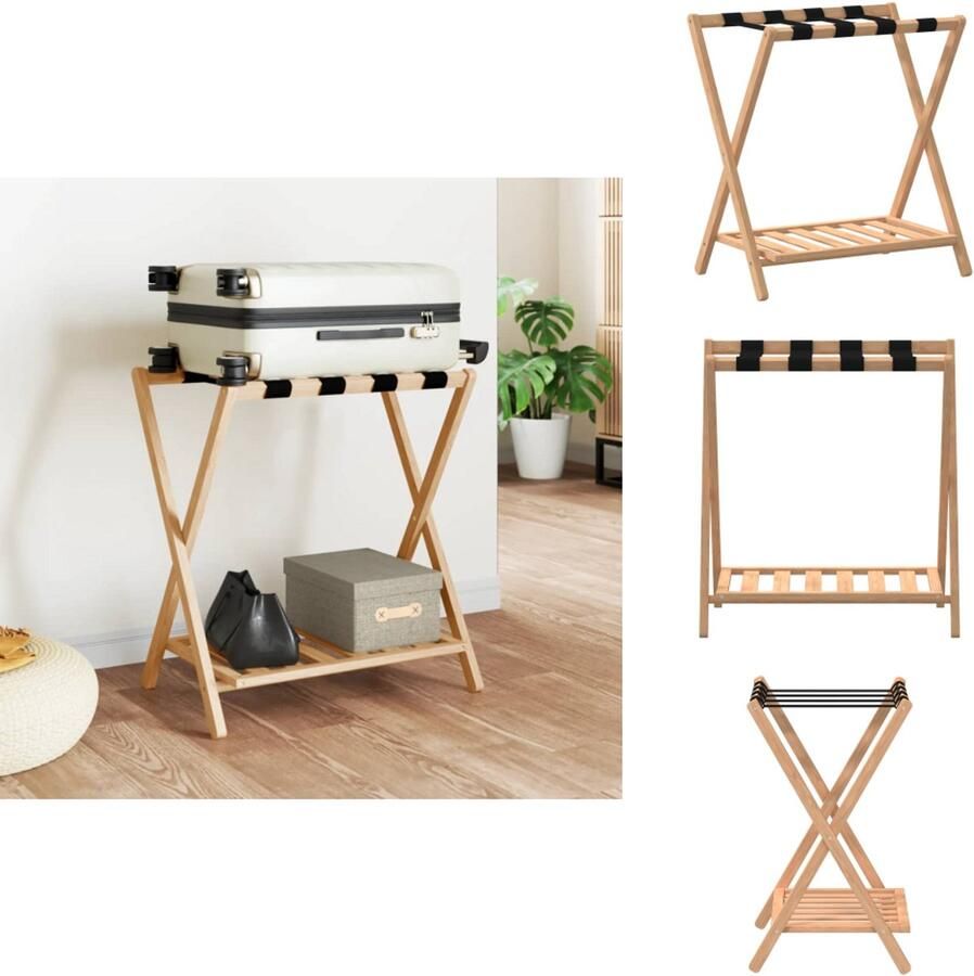 VidaXL Bagagerek Bagagerekken Kofferrek Koffer Rek -Bagagerek-68x38x58-cm-bamboe