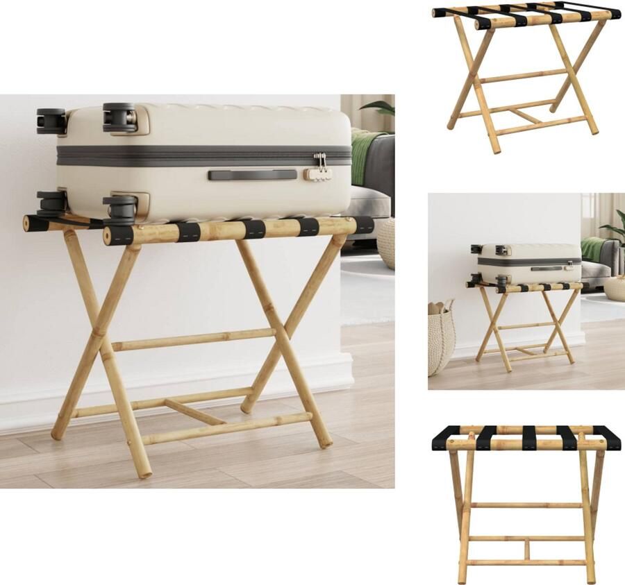 The Living Store Kofferstandaard van bamboe 62 x 42 x 50.5 cm inklapbaar Bamboebagagerak Kofferstandaard Bagagerak Reisaccessoires Inpakhulp - Foto 2