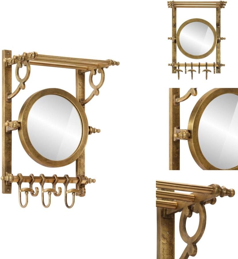 VidaXL Bagagerek Bagagerekken Kofferrek Kofferstandaard Bagagerek met kleerhangers en spiegel wandmontage aluminium