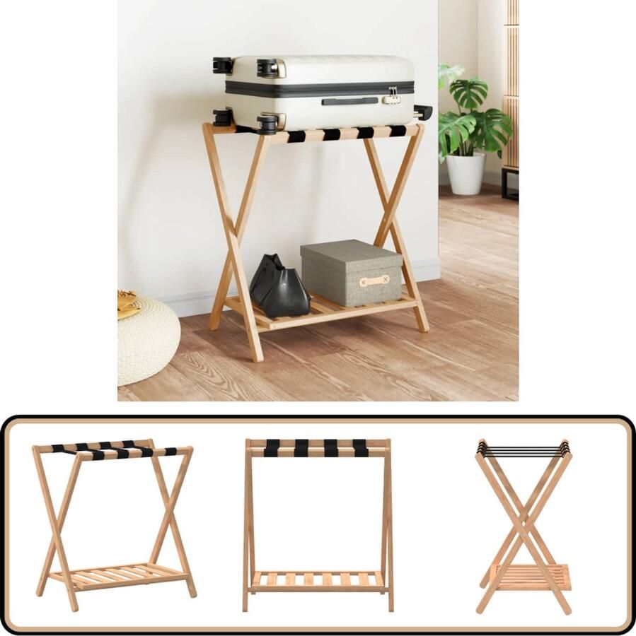 VidaXL Bagagerek Bamboe 68x38x58 cm Bamboebagagerak Bagagerekken Koffervloer Reisaccessoires Reizen Organiseren