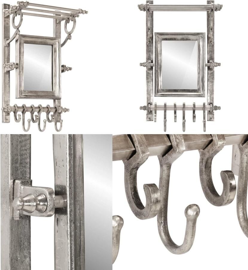 VidaXL Bagagerek met kleerhangers wandmontage aluminium Bagagerek Bagagerekken Kofferrek Kofferstandaard