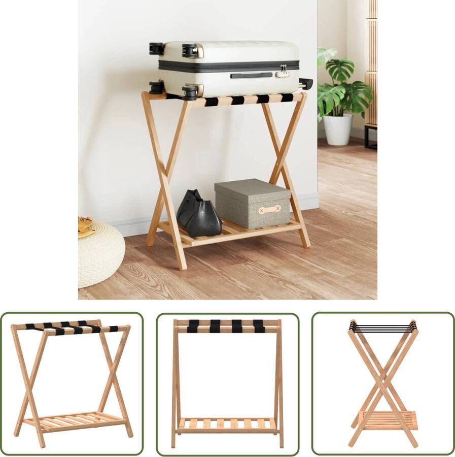The Living Store Bagagerek Bagagestandaard 68 x 38 x 58 cm Natuurlijk Bamboe Bamboebagagerak Bagagereksysteem Koffervleugel Reisaccessoires Reizen Organiseren