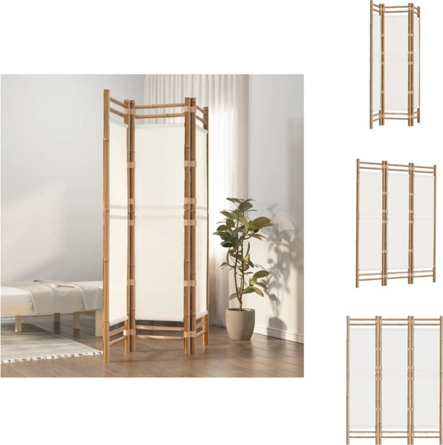 VidaXL Kamerscherm Kamerschermen Scheidingswand Ruimteverdeler Kamerscherm 3-panelen inklapbaar 120 cm bamboe en canvas - Foto 2