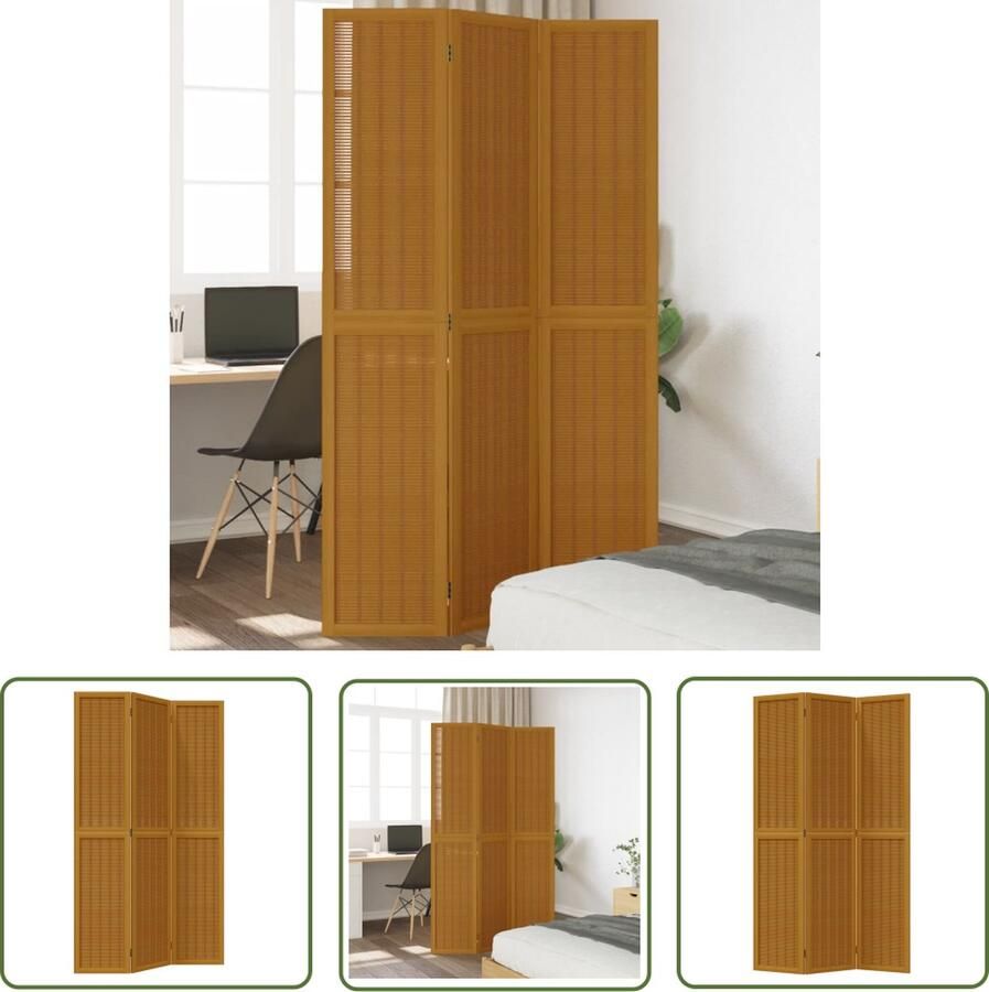 The Living Store Kamerscherm Bamboe Paulowniahout 105-110 x 200 cm Duurzaam en Flexibel Kamerscherm Bamboe Paulownia Hout Scheidingswand Privacy Screen