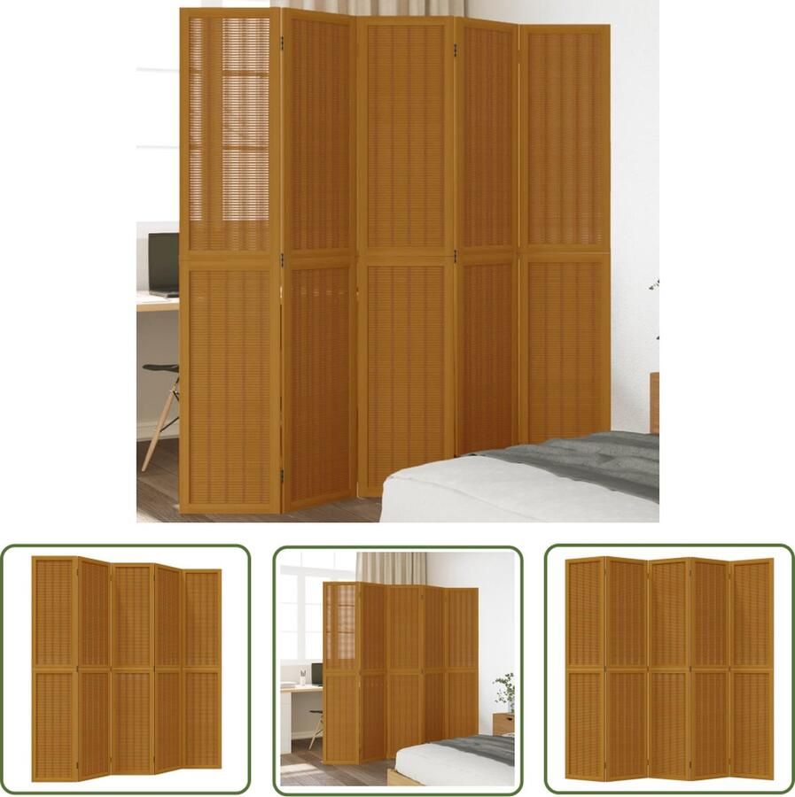 The Living Store Kamerscherm Bamboe 175-180 x 200 cm Massief paulowniahout Multifunctioneel Kamerscherm Bamboe Paulownia Hout Scheidingswand Privacy Screen