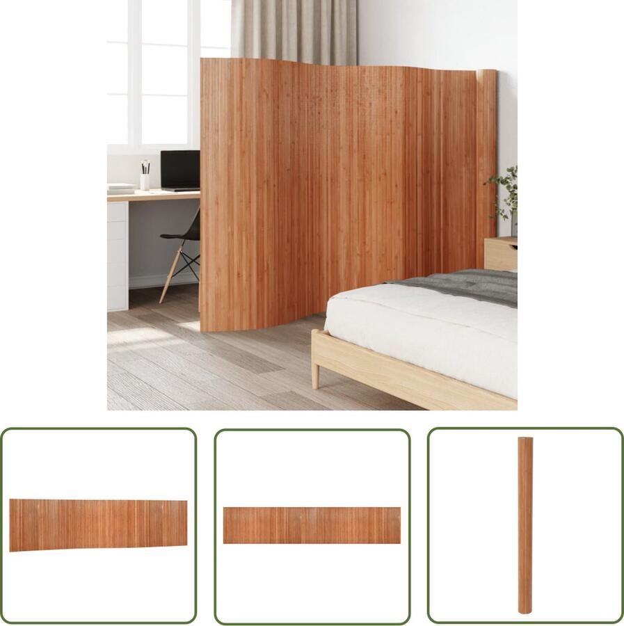 The Living Store Kamerscherm 165x800 cm bamboe bruin Kamerscherm Bamboe Scherm Wandafscheiding Woonaccessoires Decoratie