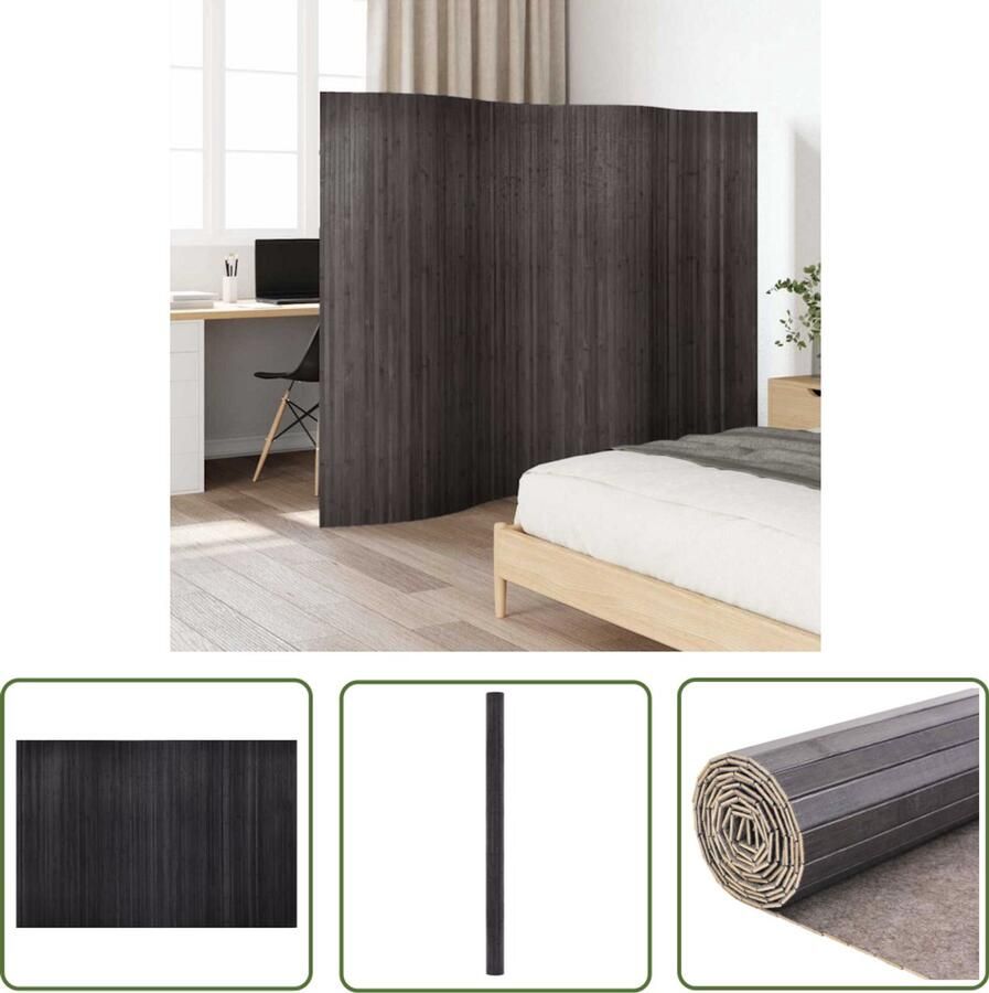 The Living Store Kamerscherm Bamboe 250 x 165 cm Grijs Kamerscherm Bamboe Scherm Privacy Screen Scheidingswand Decoratief Scherm