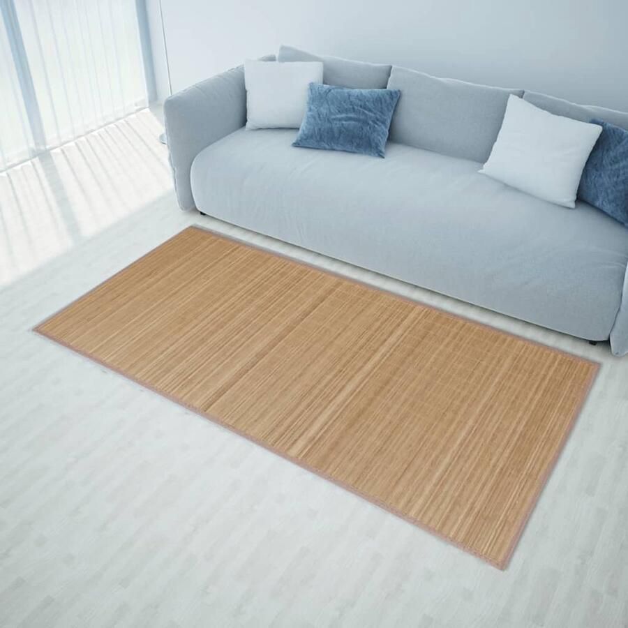 VidaXL Bamboe Tapijt 120x180 cm Bruin Bamboetapijt Vloerkleden Modern Tapijt Bruine Tapijt Anti Slip Tapijt Kamerdecoratie - Foto 2