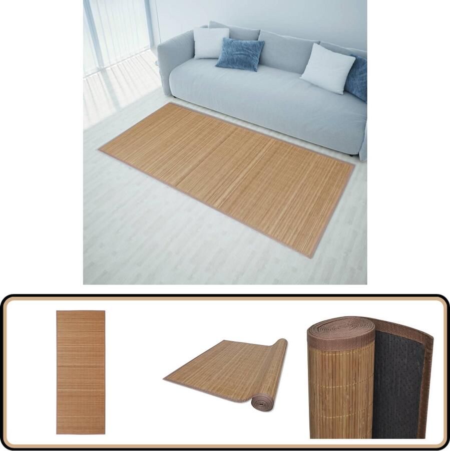 VidaXL Bamboe Tapijt 120x180 cm Bruin Bamboetapijt Vloerkleden Modern Tapijt Bruine Tapijt Anti Slip Tapijt Kamerdecoratie