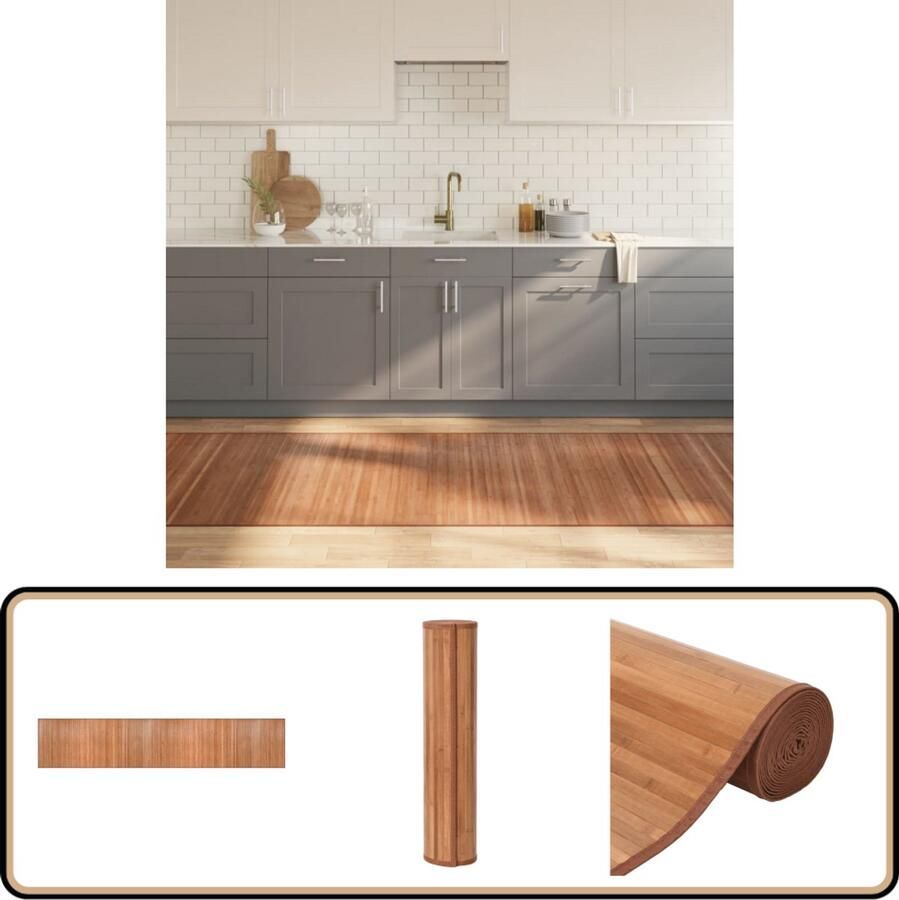 VidaXL Bamboe Vloerkleed 100x500 cm Naturel Bamboetapijt Vloerkleden Kamerdecoratie Natuurlijke Decoratie Bruine Tapijt
